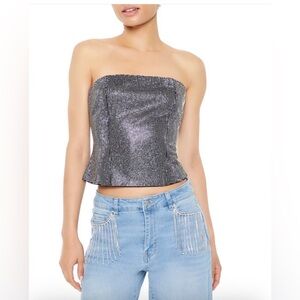F21 Rhinestone Cropped Tube Top - Size Large- NWT